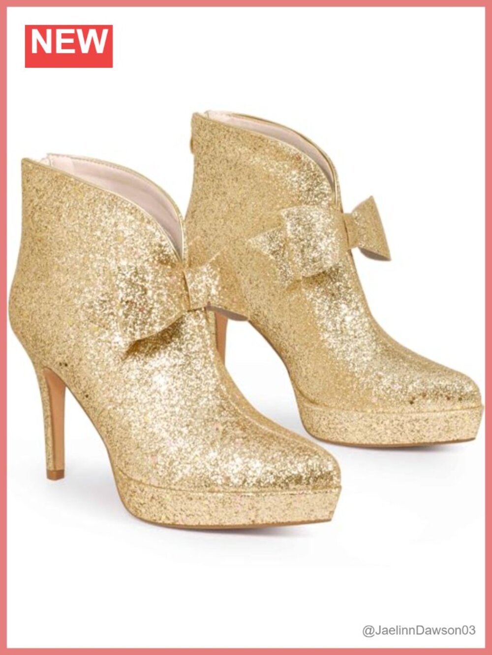 Glitter Stiletto Heel Platform Bow Ankle Booties Pointed Toe Party